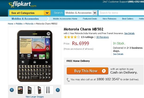 Deal : Motorola Charm at Rs. 6999