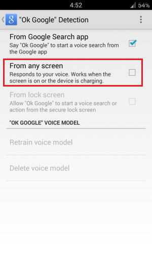 disable ok google detection from any screen tgf